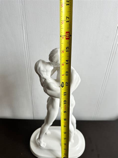 Vintage Nude Couple Kissing Naked Lovers Statue Sculpture White Ceramic Naked Couple Kissing