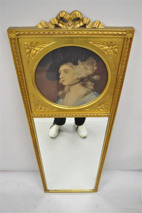 Antique French Louis Xv Style Gold Gilt Wood Trumeau Mirror With