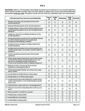 Va Ptsd Checklist For Dsm Pcl Past Week Version Fill