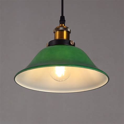 US 59 99 Vivid Emerald Green Glass Shade Metal Retro Pendant Light