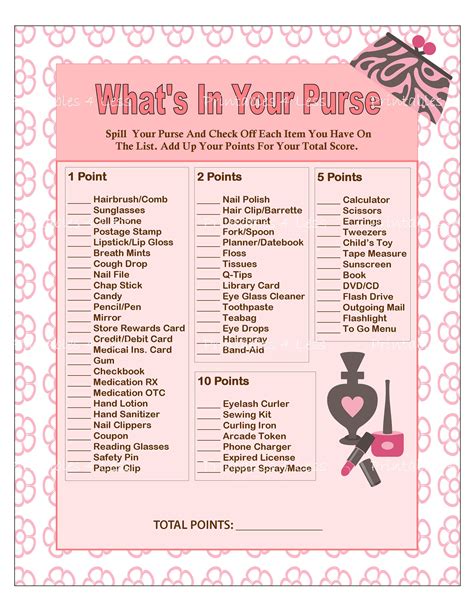 What S In Your Purse Game Free Printable