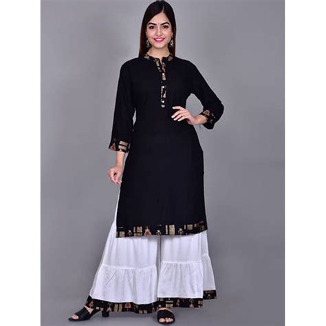 Affordable Ethnic Motifs Yoke Design Mandarin Collar Straight Kurta