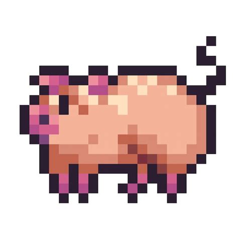 Premium Vector Cute Pink Pig Pixel Art Icon Farm Animal Logo Game