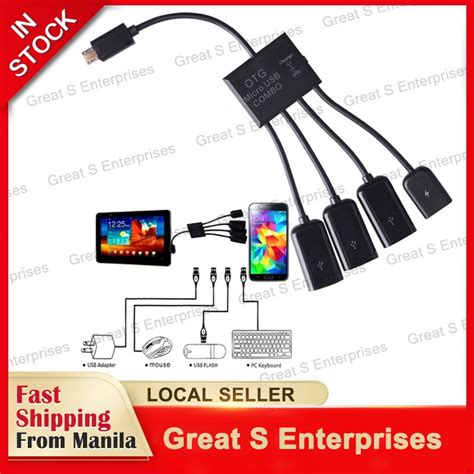 Gse 4 Port Micro Usb Otg Power Charging Hub Cable Spliter Connector