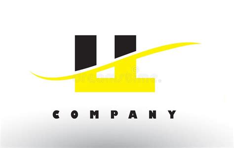 Ll L Black And Yellow Letter Logo With Swoosh Stock Vector