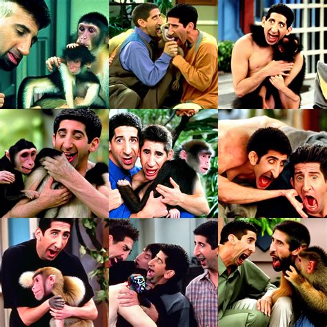 Ross Geller Being Bitten By A Capuchin Monkey Ross Stable Diffusion