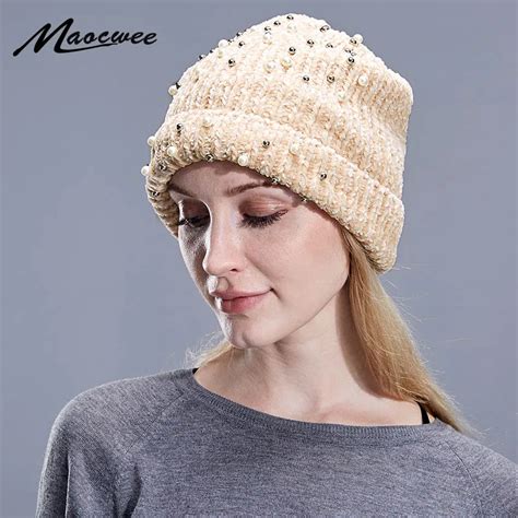 Women S Winter Hat Knitted Wool Flannel Beanies Female Fashion Skullies