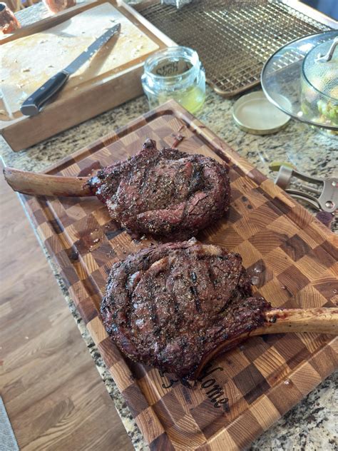 Butcher Box Tomahawks Reverse Seared On The Egg Rsteak