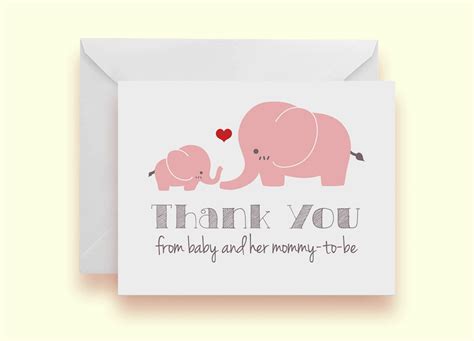 Buy Handmade Pink Elephant Baby Shower Thank You Cards Set Of 10