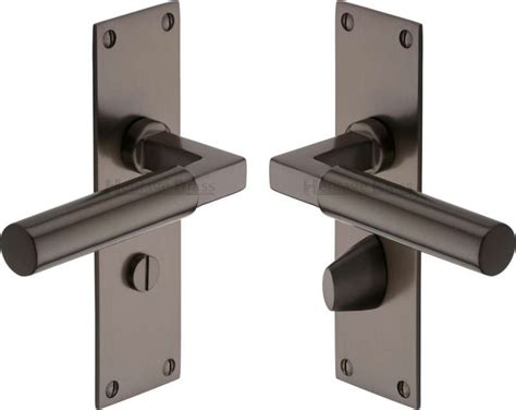 Heritage Bauhaus Bathroom Door Handles Bau7330 Matt Bronze Broughtons Lighting And Ironmongery