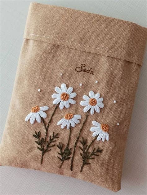 Daisy Embroidered Pouch Hand Embroidery Design