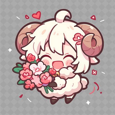 Premium Psd Png Heartwarming And Kawaii Anime Sheep Girl With Sheep