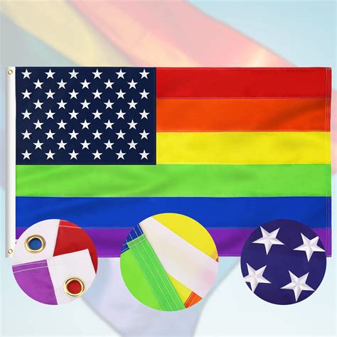 Buy Usa Rainbow 3x5 Ft American Gay Pride With Heavy Duty Embroidered