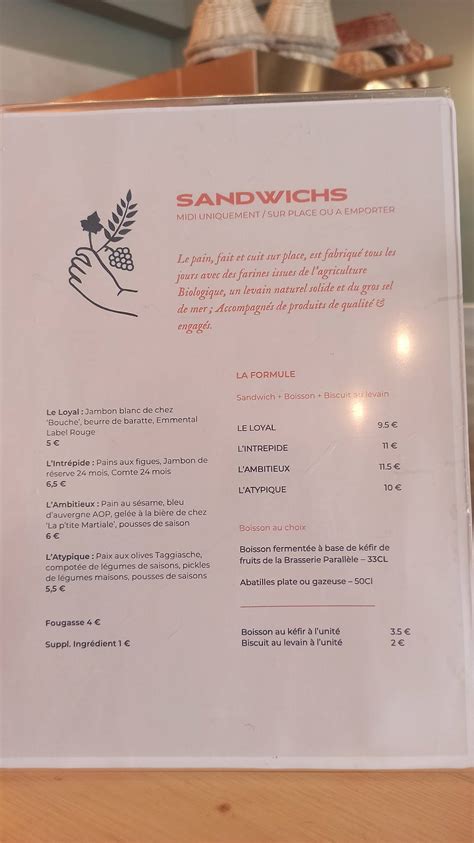 Carta Del Restaurante Levain Le Vin Bordeaux Burdeos