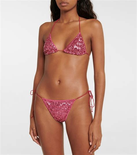 Oseree Sequin Embellished Triangle Bikini Oseree
