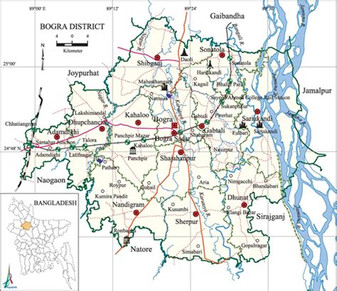 Map Of Bogra District Bangladesh - Winter Olympic 2024