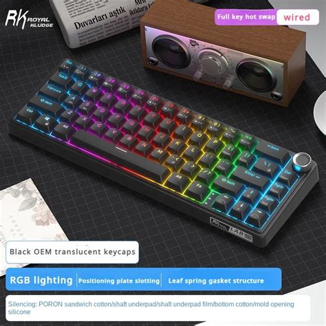 Rk R Royal Kludge Mechanical Keyboard Wired Rgb Backlit Hot Swap