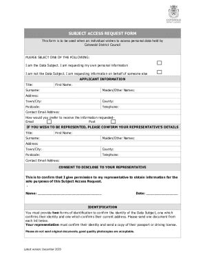 Fillable Online Cotswold Gov SUBJECT ACCESS REQUEST FORM Cotswold Gov