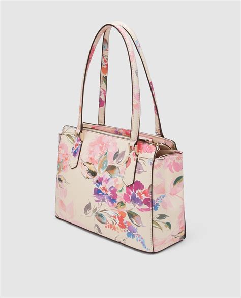 Bolso Shopper Guess Open Road En Rosa Claro Con Estampado De Flores