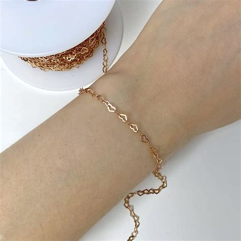 Wholesale Heart Cable Chain By The Meter 14kt Rose Gold Filled