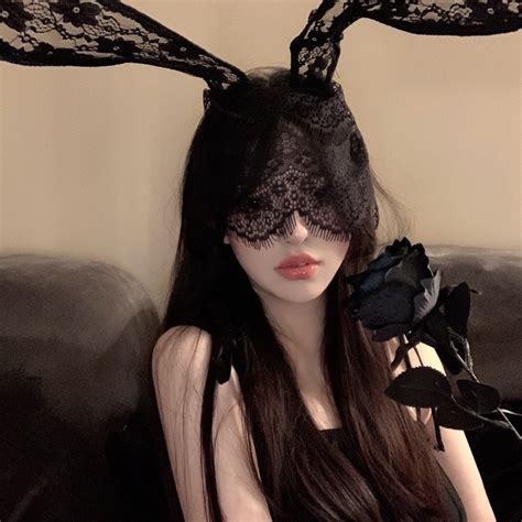 Ready stock Sexy Lingerie Rabbit Lace Eye Mask Cos Bunny Rabbit Headband拍照神器情趣内衣配件cos