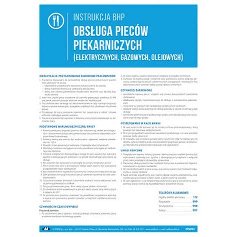 Instrukcja Bhp Obs Uga Piec W Piekarniczych Elektrycznych Gazowych