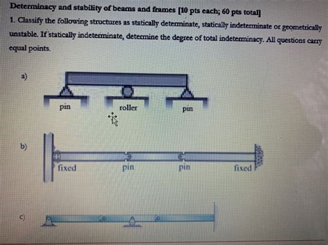 Solved Determinacy And Stability Of Beams And Frames Pts Chegg