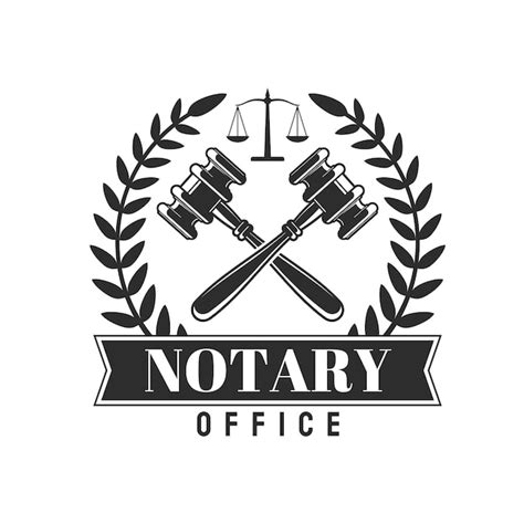 Premium Vector Notary Office Icon With Judge Gavels And Wreath