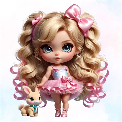 21 Cute Blonde Chibi Doll Clipart Chibi Character PNG Set Gorgeous Blonde Baby Girl Chibi