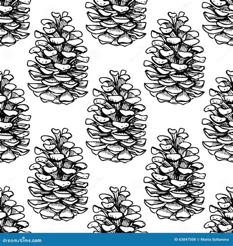 Seamless Pine Twig Pattern With Nude Background Stock Photography
