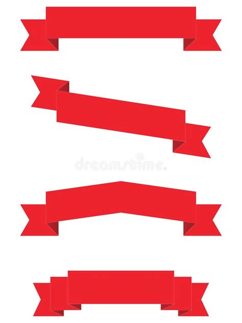 Red Decorative Ribbon Banner Set Collection Stock Vector Illustration Of Shiny Holidays