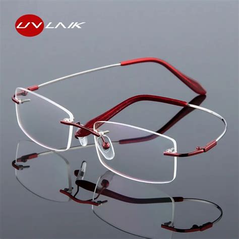 Uvlaik Alloy Titanium Eyeglasses Frames Women Men Flexible Optical Frame Rimless Prescription