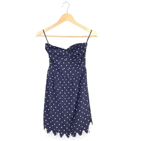 Sugarlips Dresses Sugarlips Navy Blue Polka Dot Strapless Dress S