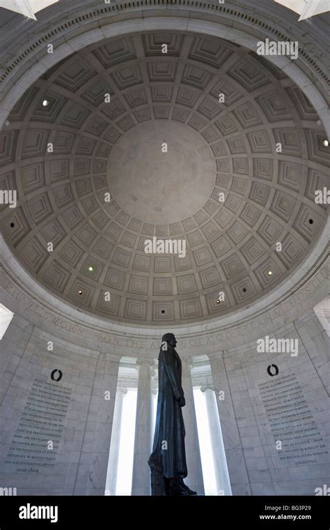 Statue Of Thomas Jefferson And The Inside Of The Dome Of The Jefferson