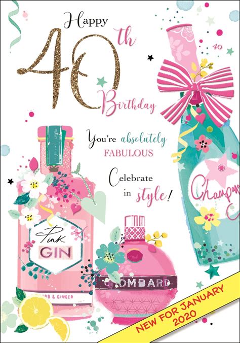 40th Birthday Female Gin And Champagne Card By Jonny Javelin