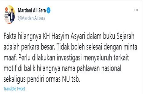 Polemik Kamus Sejarah Indonesia Mardani Ali Sera Perlu Dilakukan