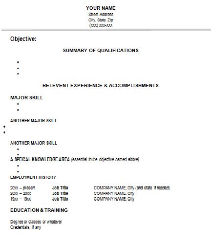 Functional Resume Template | Free Word Templates