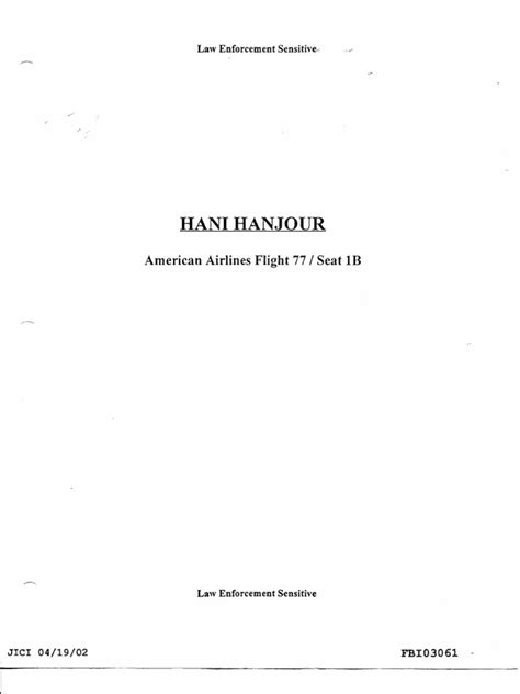 FBI Summary About Alleged Flight 77 Hijacker Hani Hanjour | PDF | Aviation