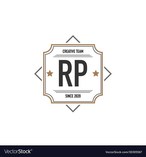 Initial letter rp in elegance box logo design Vector Image