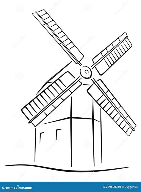 Classic Windmill In The Sketch Stock Vector Illustration Of History