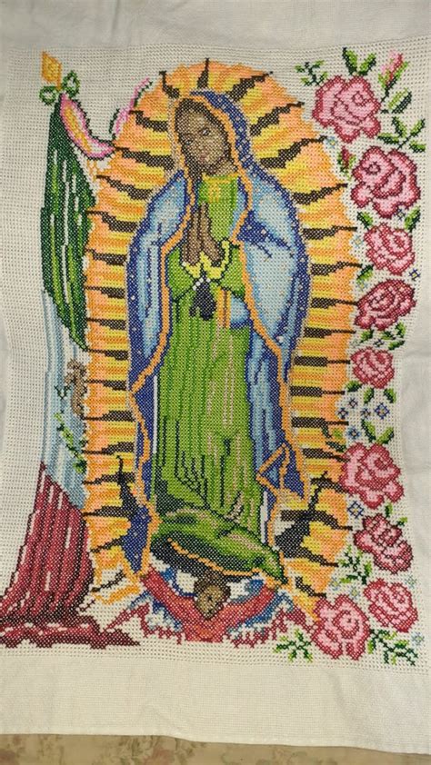 Virgen De Guadalupe Hecha Con Punto De Cruz Por Mi Tía Rmexico