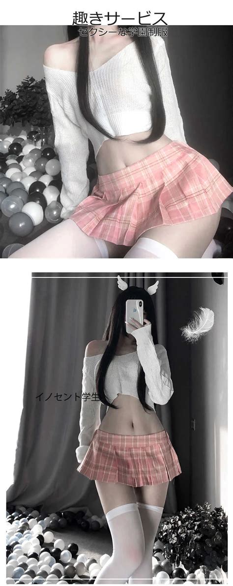 Écolières Sexy Uniformes Des Élèves Costumes Offshoulder Tops Minekirt Pyjamas Coquine Lingerie
