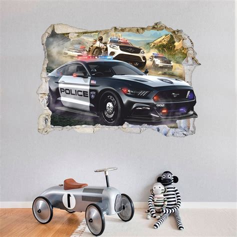 Police Wall Sticker Police Cars Wall Decal Chase Peel And Stick