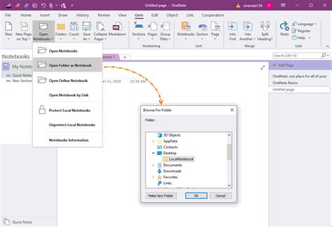 Exe How To Open A Windows Folder As A Single Onenote Notebook Office Onenote Gem Add Ins