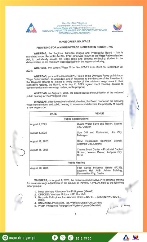 𝗕𝗔𝗦𝗔𝗛𝗜𝗡: Wage Order No.... - DOLE Laguna Provincial Office | Facebook
