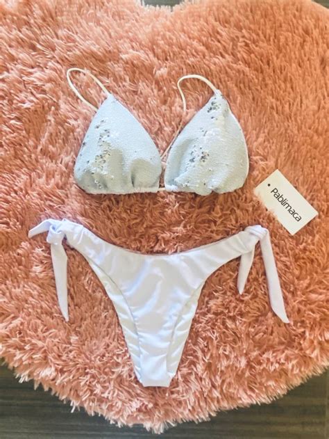 Bikini Con Paillettes Bianco Donna Pablimaca