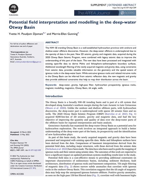 PDF Potential Field Interpretation And Modelling In The Deep Water