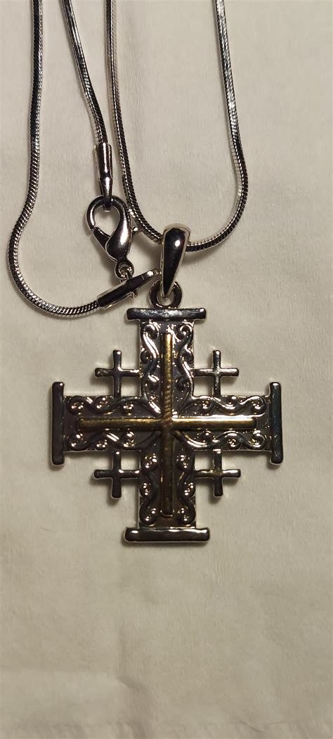 Jerusalem Cross Necklace Silver Plated - Etsy