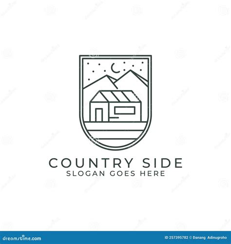 Country Side Outline Logo Design Square Vector Line Square With Cabins