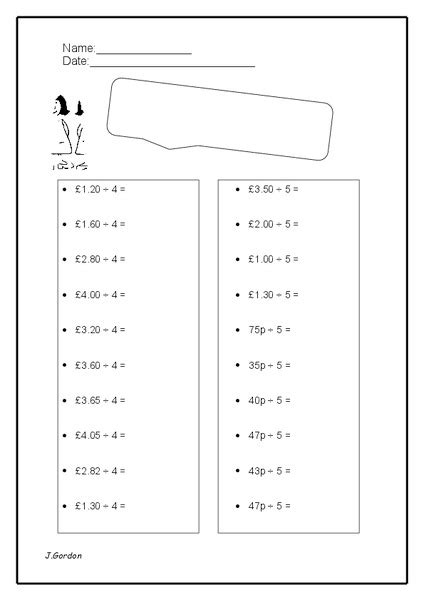 Dividing By 4 And 5 Worksheet For 3rd 4th Grade Lesson Planet